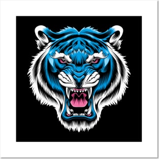 Blue Tiger Head Posters and Art